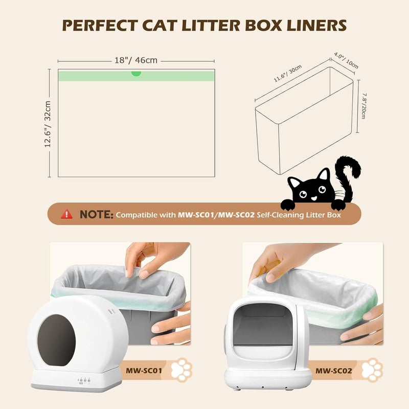 YEAHGO Automatic Cat Litter Box Liners Bags, Self-Cleaning Kitty Litter Liners Bags Compatible with MeoWant-SC01 & MeoWant-SC02, Heavy-Duty Thick Drawstring Replacement Liner Bag 18" x 12.6" (120 PCS) - Image 2
